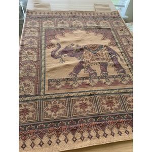 *Elephant Tapestry Wall Hangings Brown Red 36X28 Vintage Cotton Indian Sea Guee
